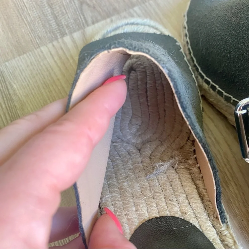 GAP Green Suede Wedge Sandals with Ankle Strap - Comfortable Summer Shoes - Picture 8 of 10